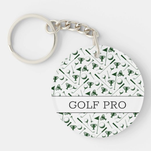 Golfspiel Pattern Golf Pro Keys grün, schwarz Schlüsselanhänger (Vorderseite)