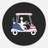 Golfspielen Bier Drinker USA American Flag Golf Ca Runder Aufkleber (Vorderseite)