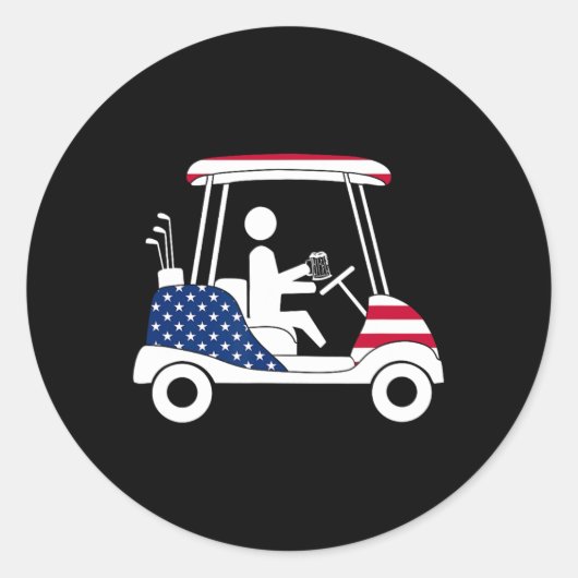 Golfspielen Bier Drinker USA American Flag Golf Ca Runder Aufkleber (Vorderseite)