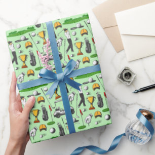 Golfspielen der Männer Golf Sportsymbole Grün Geschenkpapier