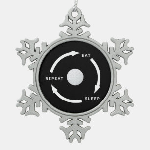 Golfspielen Golf Eat Sleep Wiederholung Sportfan S Schneeflocken Zinn-Ornament