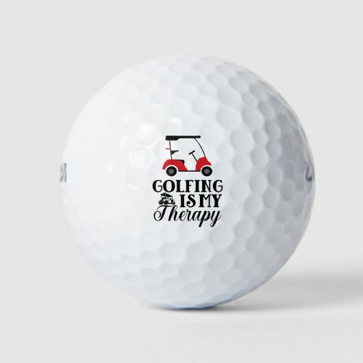 Golfspielen ist meine Therapie mit rotem Golfkarre Golfball (Vorderseite)