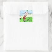 Golfspielen, Personalisierter Cartoon Quadratischer Aufkleber (Tasche)