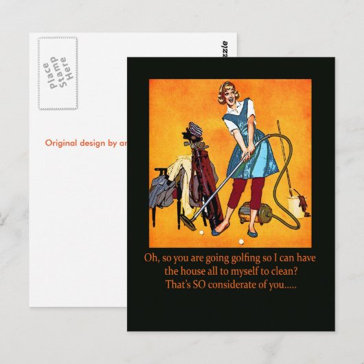 Golfspielen Postkarte (Vorne/Hinten)