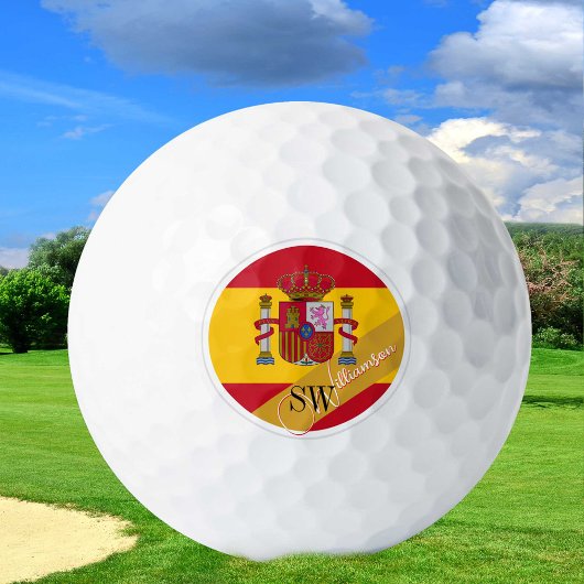 Golfspielen Spanien & Monogram, Spanische Flagge / Golfball