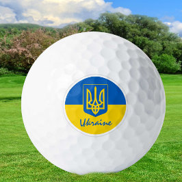 Golfspielen Ukraine und ukrainische Flagge / Golf  Golfball