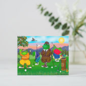 Golfspielende Frösche - Turnier Postkarte (Stehend Vorderseite)