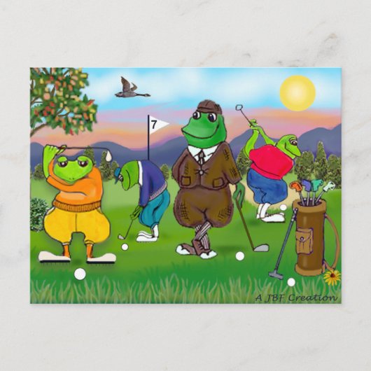 Golfspielende Frösche - Turnier Postkarte (Vorderseite)