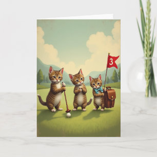 Golfspielende Katzen Vatertagskarte Karte
