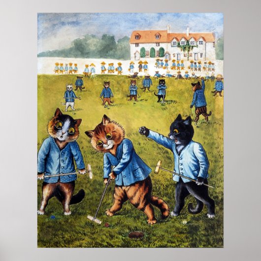Golfspielende Krocket-Katzen, Louis Wain Poster (Vorne)