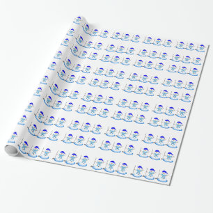 Golfspielende Schneemänner mit Golfschläger Geschenkpapier