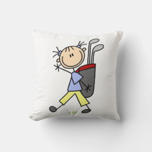 Golfspielendes Mädchen mit Tasche und Schlägern Kissen
