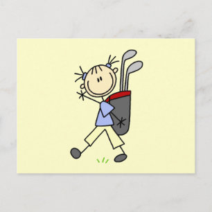 Golfspielendes Mädchen mit Tasche und Schlägern Postkarte
