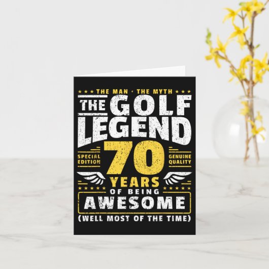 Golfspieler 70 Jahre alt Golfer Karte (Gelbe Blume)