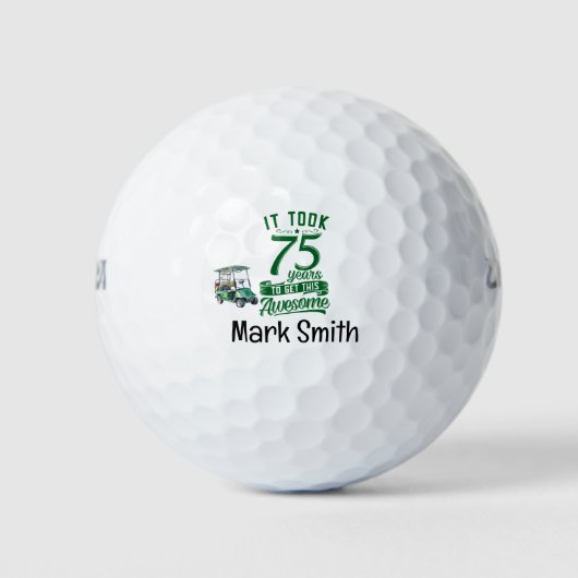 Golfspieler 75. Geburtstag Golfball (Vorderseite)