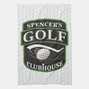Golfspieler ADD NAME Player Golfball Club Clubhaus Geschirrtuch