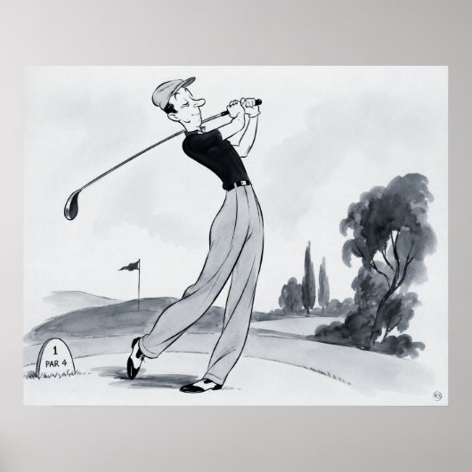 Golfspieler Archivdruck Poster (Vorne)