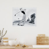 Golfspieler Archivdruck Poster (Küche)