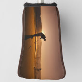 Golfspieler bei Sonnenuntergang Putter Golf Head C Headcover (Rotieren 90)