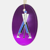 GOLFSPIELER, BLAUE GOLFER, LILA AMETHYST MONOGRAMM KERAMIKORNAMENT (Links)
