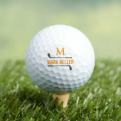 Golfspieler Cool Custom Orange Monogramm Golfball (Insitu T-Shirt)