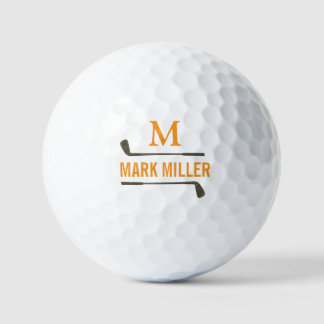 Golfspieler Cool Custom Orange Monogramm Golfball