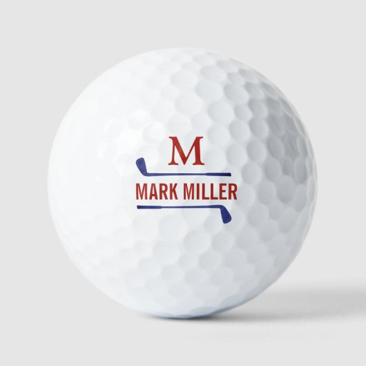 Golfspieler Cool Custom Ziegelrotes Monogramm Golfball (Vorderseite)