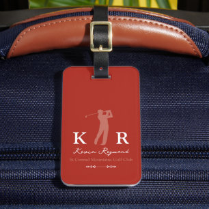 Golfspieler Cool Klassisch Monogramm Rot Gepäckanhänger