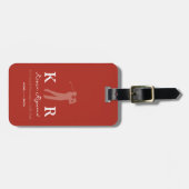 Golfspieler Cool Klassisch Monogramm Rot Gepäckanhänger (Vorderseite horizontal)