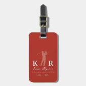 Golfspieler Cool Klassisch Monogramm Rot Gepäckanhänger (Vorderseite vertikal)