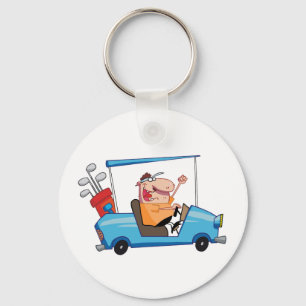 Golfspieler-fährt-Golfcart Schlüsselanhänger