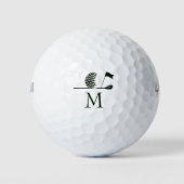 Golfspieler Geschenk Minimalistisch Grün Monogramm Golfball (Vorderseite)