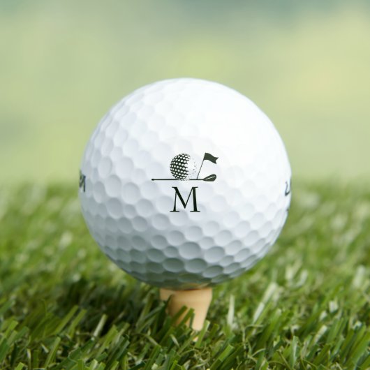 Golfspieler Geschenk Minimalistisch Grün Monogramm Golfball (Insitu T-Shirt)