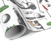 Golfspieler Geschenkpapier (Rolleneckpunkt)