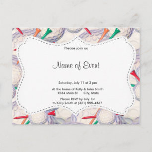 Golfspieler; Golf-Ball-u. T-Shirt-Muster Einladungspostkarte