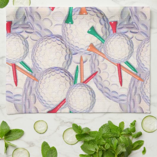 Golfspieler; Golf-Ball-u. T-Shirt-Muster Handtuch (Gefaltet)