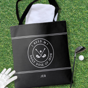 Golfspieler Golf Eisen Humor Lustig Modern Schwarz Tasche