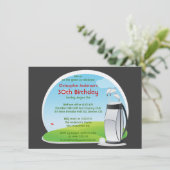 Golfspieler-Golf-Golf spielende Tasche und Einladung (Stehend Vorderseite)