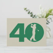 Golfspieler-Golf-Grün-Beige-40. Einladung (Stehend Vorderseite)