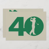 Golfspieler-Golf-Grün-Beige-40. Einladung (Vorne/Hinten)