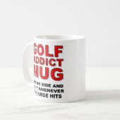 Golfspieler-Golf-Süchtig-lustiges Kaffeetasse (Vorderseite Links)