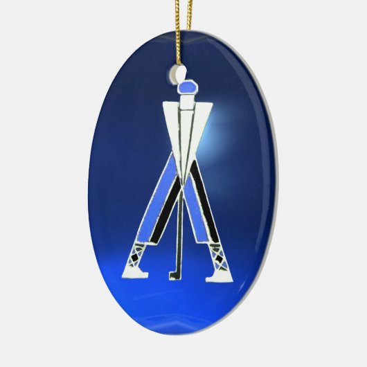 GOLFSPIELER, GOLFER BLAUE SAPPHIRE MONOGRAM KERAMIKORNAMENT (Links)