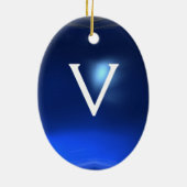GOLFSPIELER, GOLFER BLAUE SAPPHIRE MONOGRAM KERAMIKORNAMENT (Hinten)