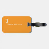 Golfspieler / Golfer Orange Gepäckanhänger (Rückseite horizontal)