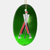 GOLFSPIELER, GOLFER RED RUBY, GREEN EMERALD MONOGR KERAMIKORNAMENT (Rechts)