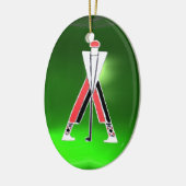 GOLFSPIELER, GOLFER RED RUBY, GREEN EMERALD MONOGR KERAMIKORNAMENT (Links)