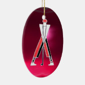 GOLFSPIELER, GOLFER ROT PINK RUBY MONOGRAM KERAMIKORNAMENT (Rechts)
