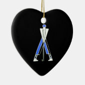 GOLFSPIELER, GOLFROTES HERZMONOGRAMM KERAMIKORNAMENT (Rechts)