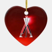 GOLFSPIELER, GOLFROTES RUBY-MONOGRAM KERAMIKORNAMENT (Vorne)