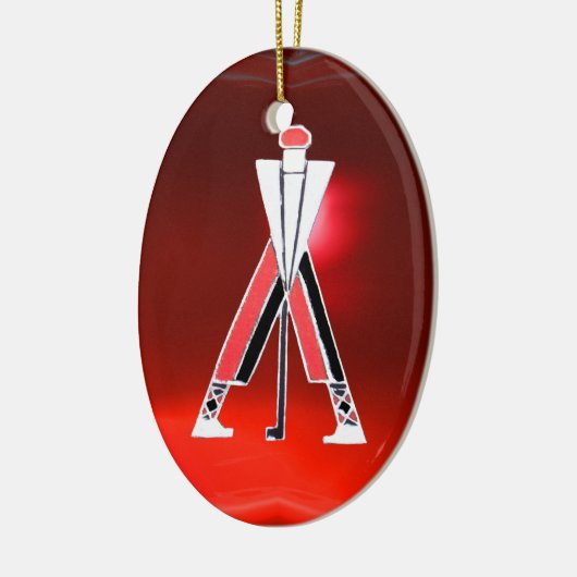 GOLFSPIELER, GOLFROTES RUBY-MONOGRAM KERAMIKORNAMENT (Links)